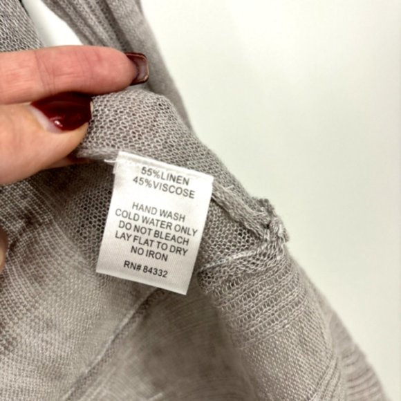 Rebecca Elliot Cardigan Open Front Gray Lightweight Linen Blend Small NWT $110 - Picture 5 of 8